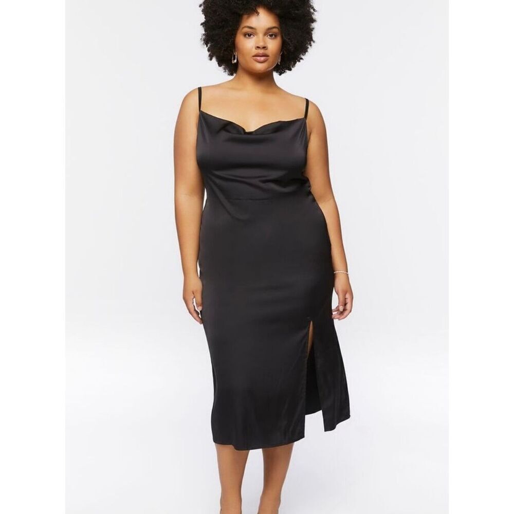 Forever 21 Black Cowl Neck Slip Dress Y2K Party Vibes – Womens Size 0X